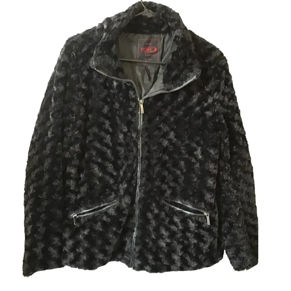 Vintage New York Yoki Plush Zip Up Womens  Jacket Size L